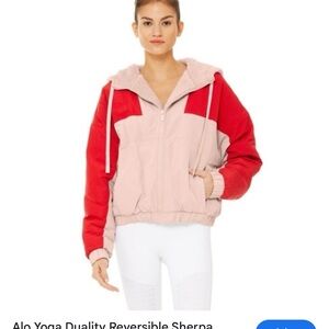 ALO Yoga Dual-Tone Sherpa Jacket - Red and Pink